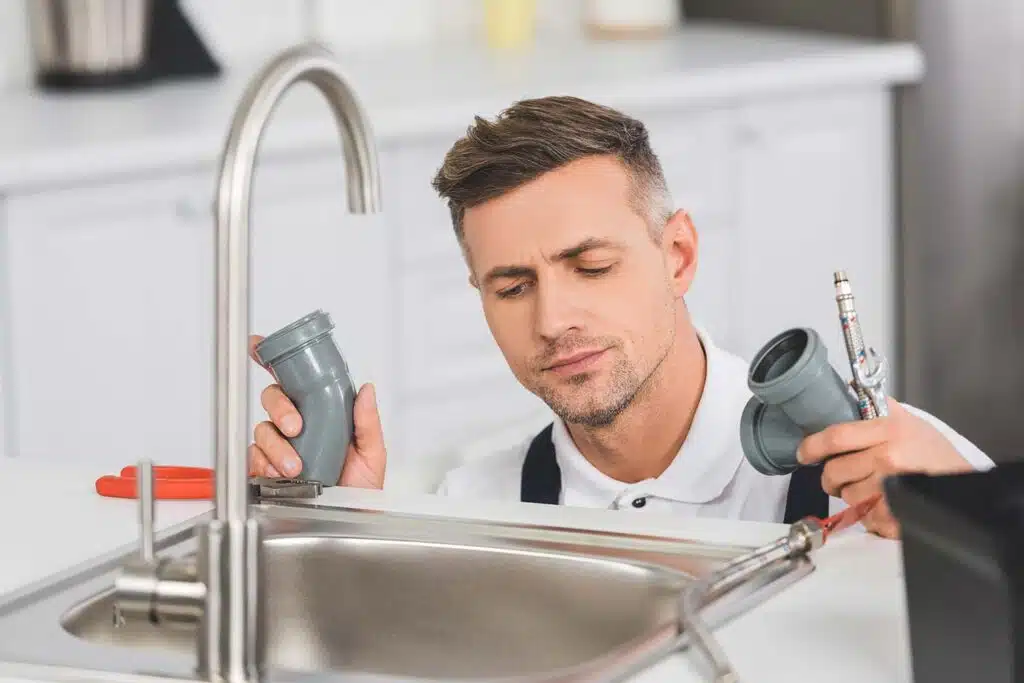Adult Repairman Holding Pipes And Tools Resize Jpg Fort Myers FL | Waterway Plumbing