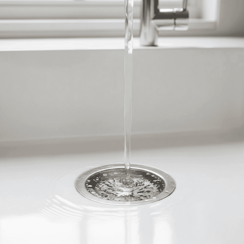 Clean kitchen drain flowing freely after professional drain cleaning
