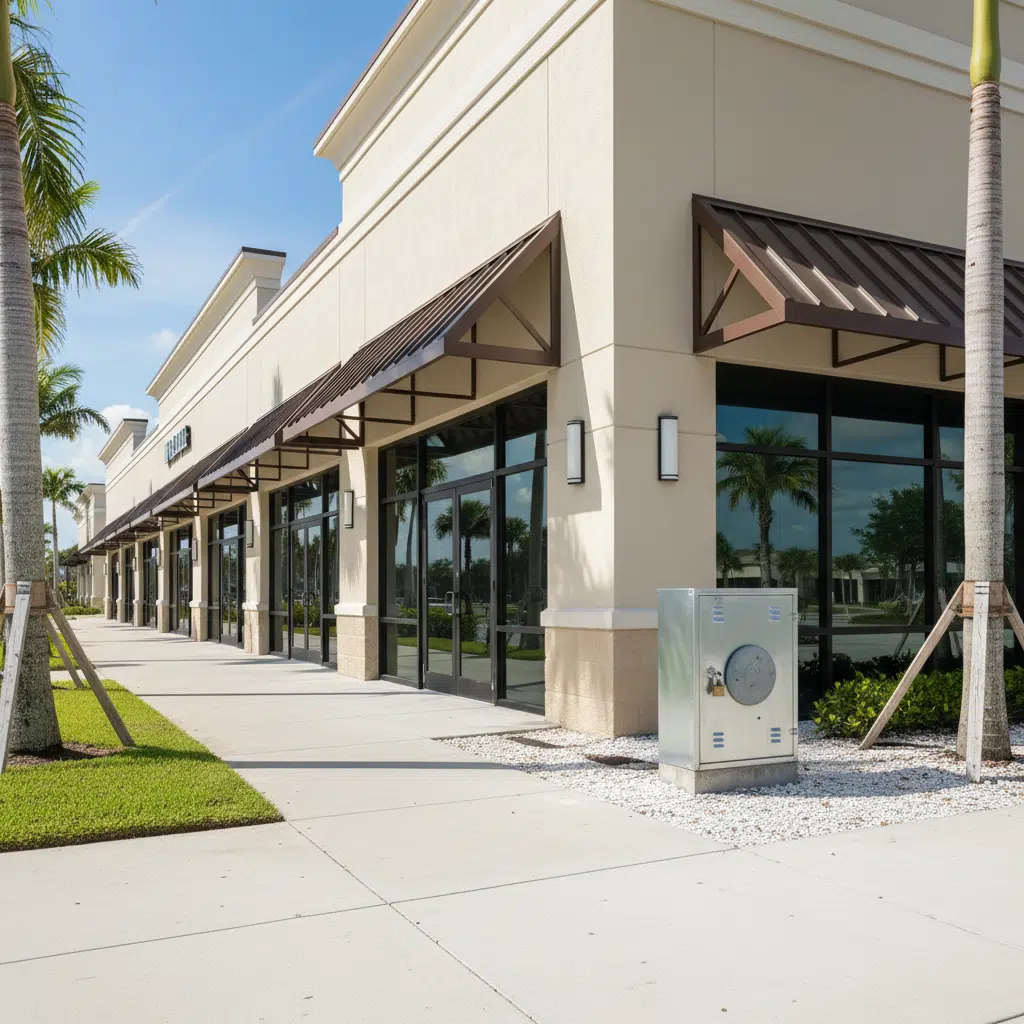 Commercial building in Fort Myers with professional plumbing service access point
