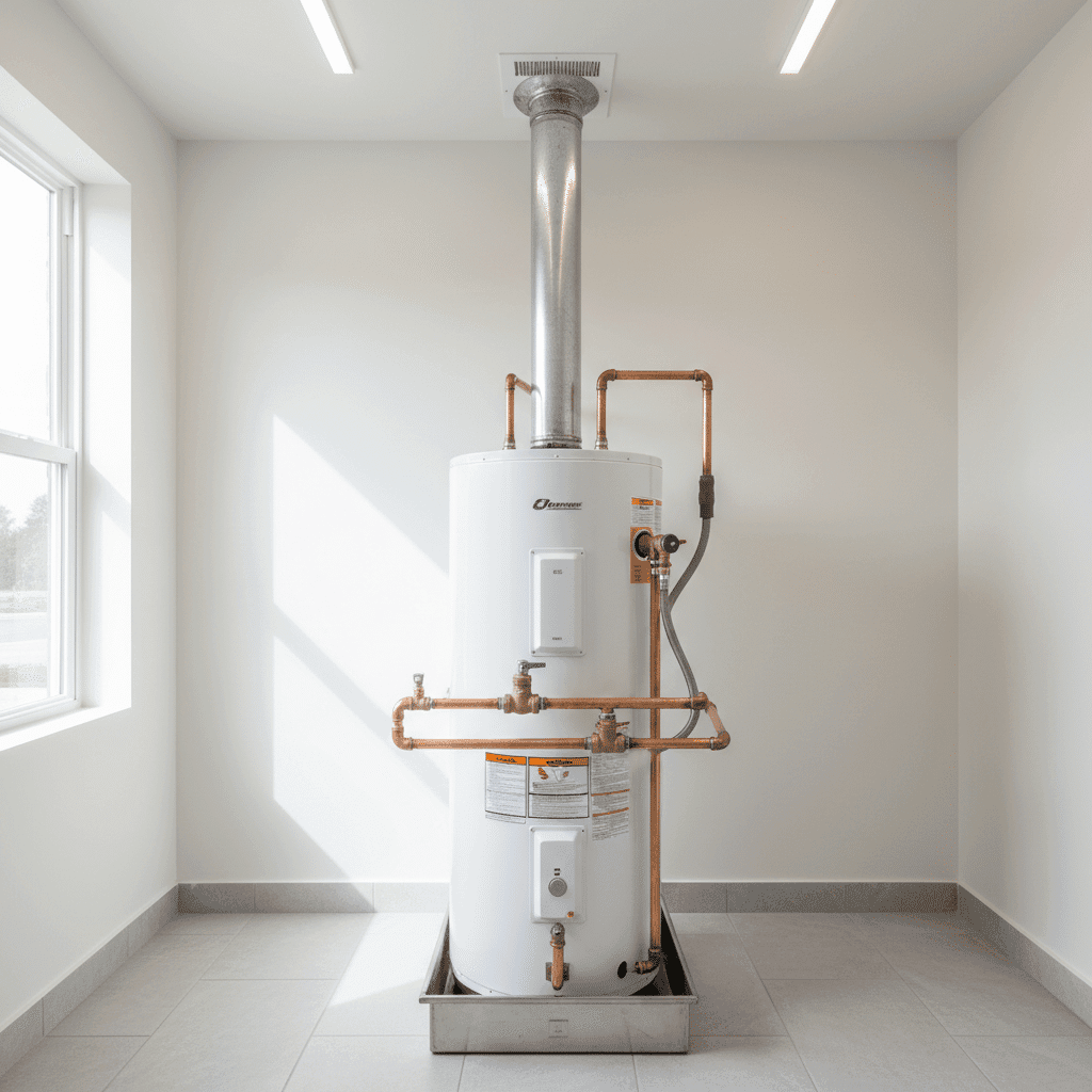 Completed water heater installation with all proper connections