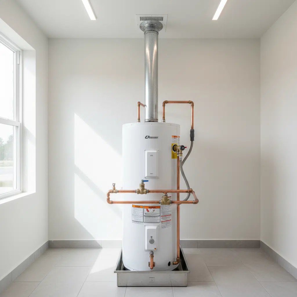 Completed water heater installation with all proper connections