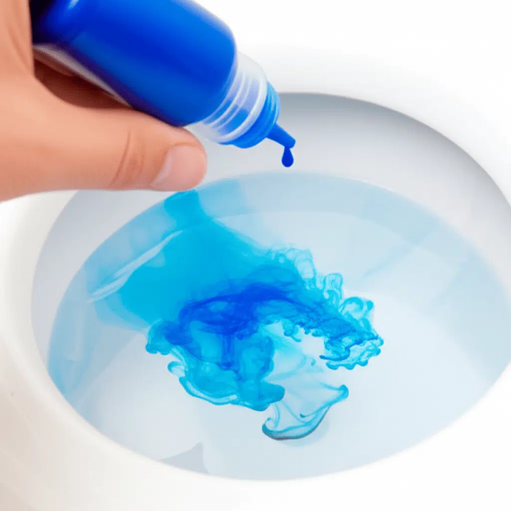 Adding food coloring to toilet tank to test for a leaking flapper causing running toilet