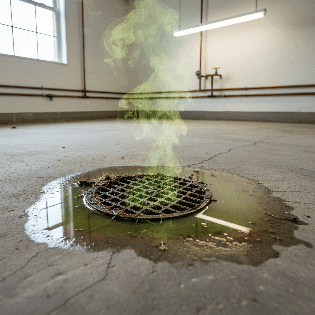 Foul smelling drain indicating sewer line issue