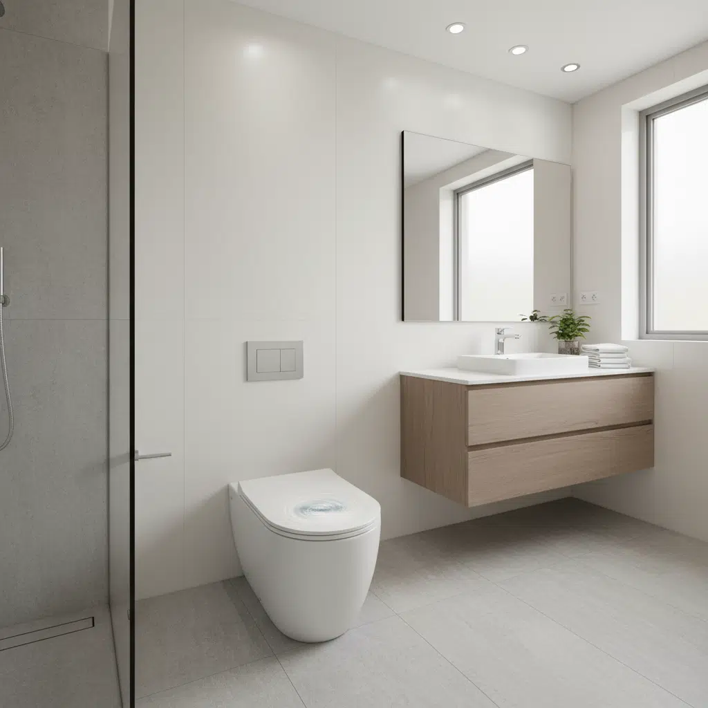 Properly functioning toilet after professional plumbing repair service