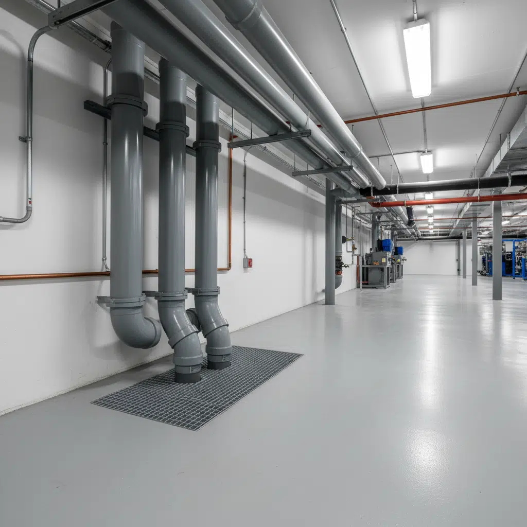Industrial drain system in a commercial facility requiring hydro jetting maintenance