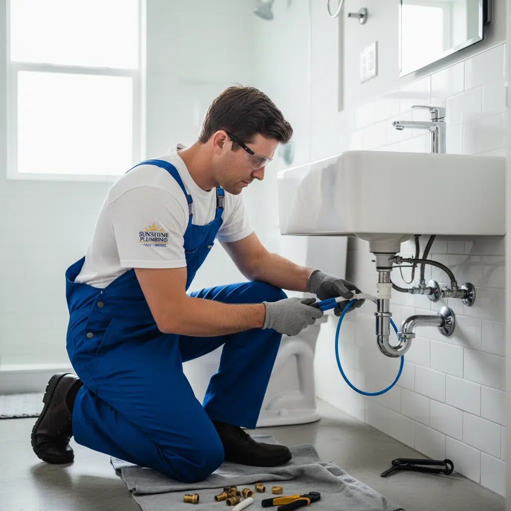 Licensed plumber performing code-compliant plumbing repair in Fort Myers, Florida