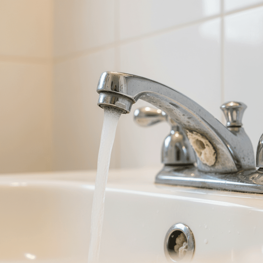 Low water pressure from mineral-clogged old pipes