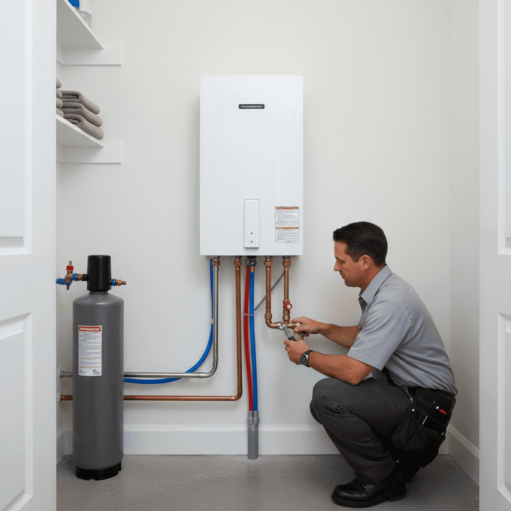 New water heater installation by professional plumber in Fort Myers home