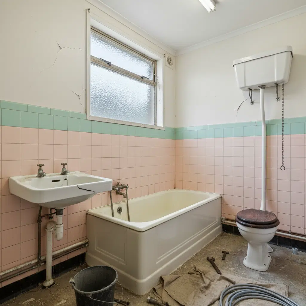 Outdated bathroom ready for plumbing renovation in Fort Myers