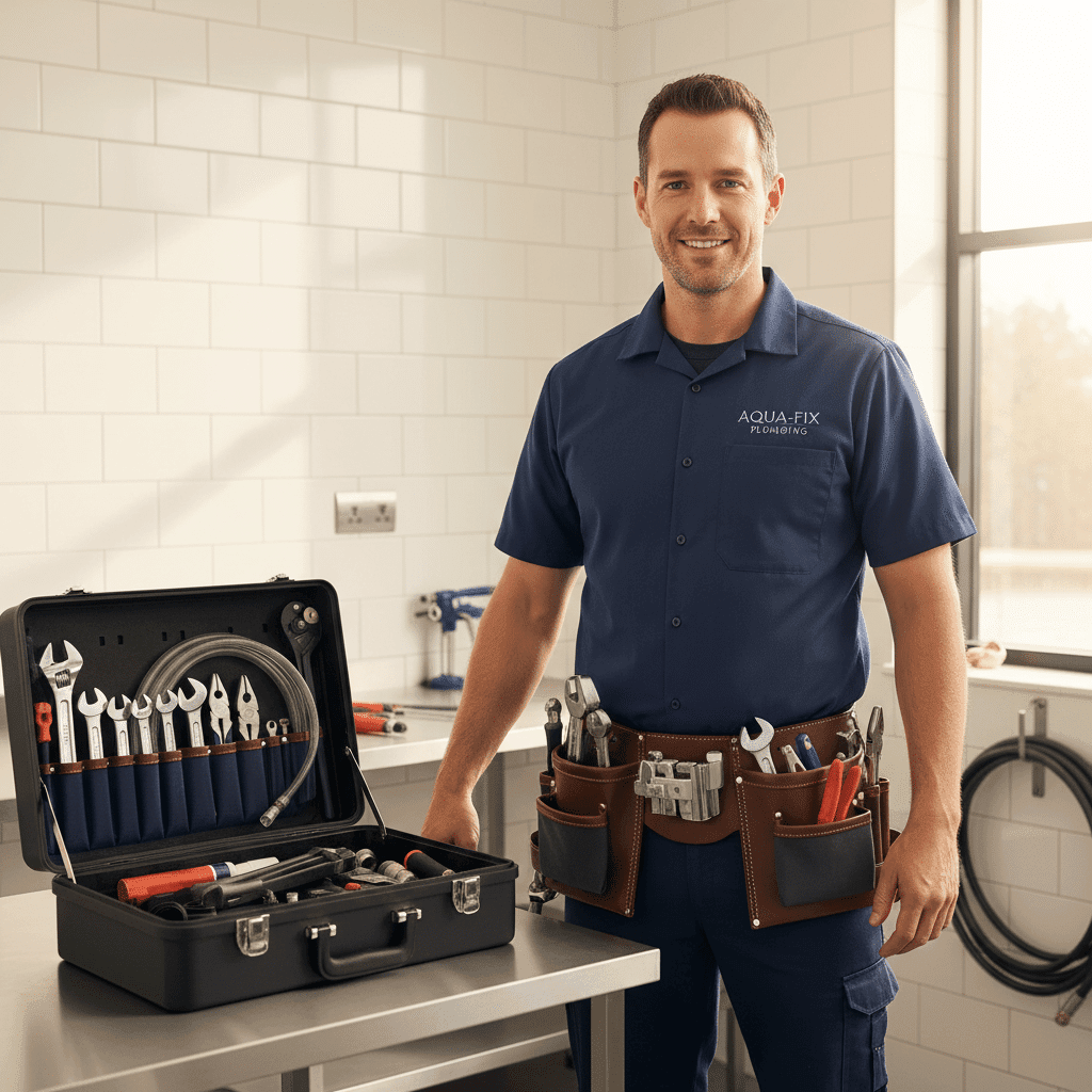 Professional plumber in uniform with proper tools arriving for a service call in Fort Myers, Florida