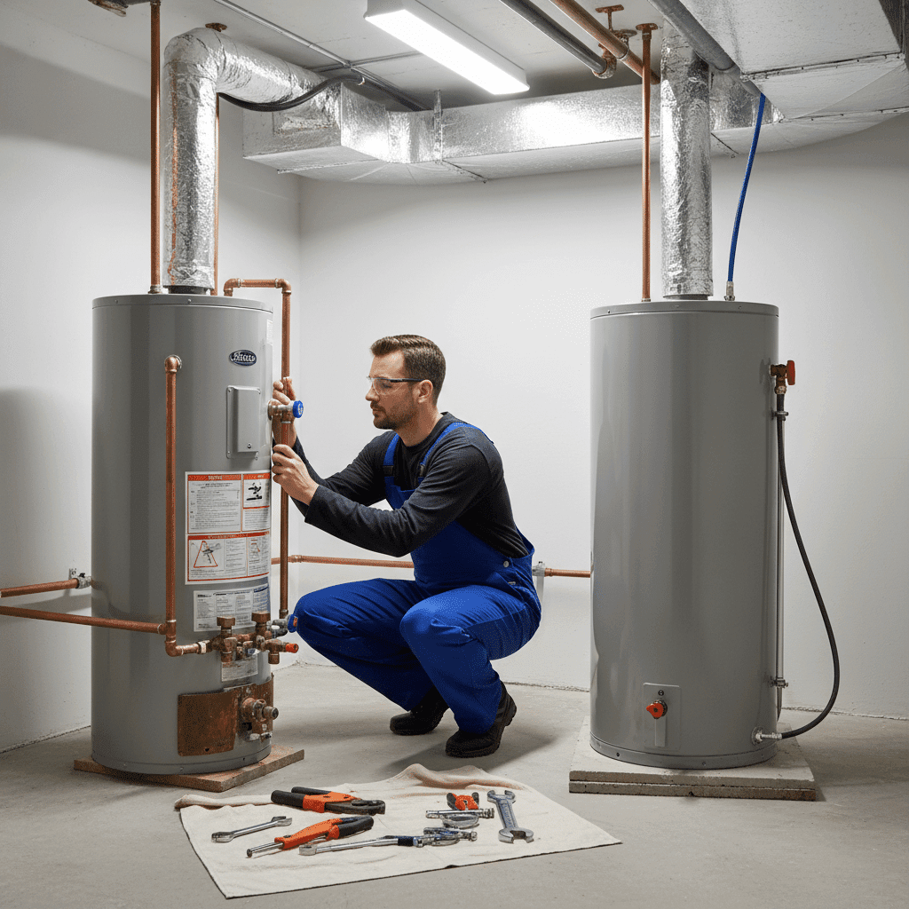 Professional water heater replacement in progress in Fort Myers