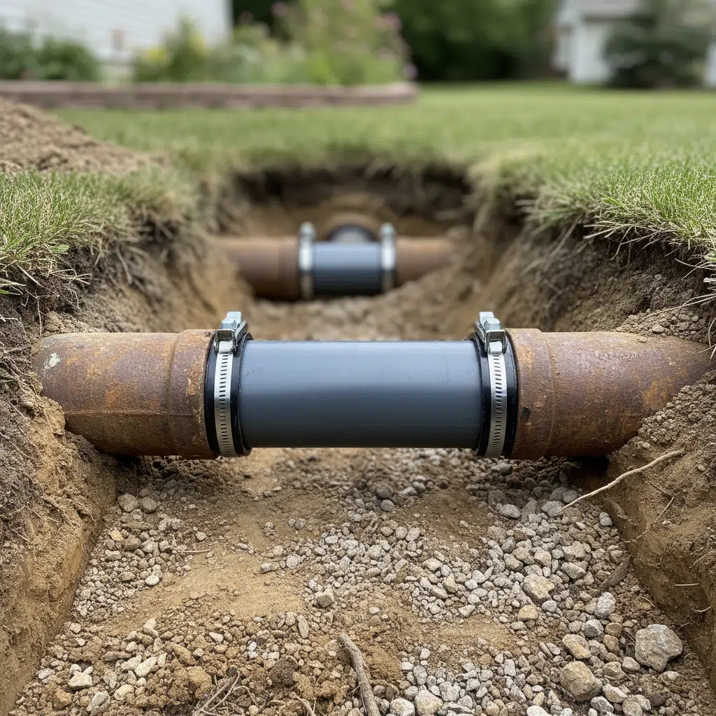 Repaired Sewer Line New Pipe Section Installed in Fort Myers FL