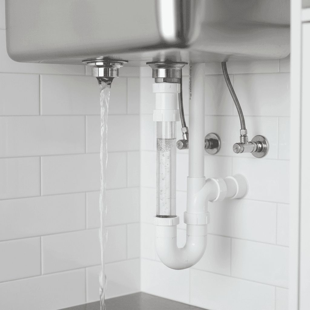 Residential drain system with clean flowing pipes after hydro jetting service