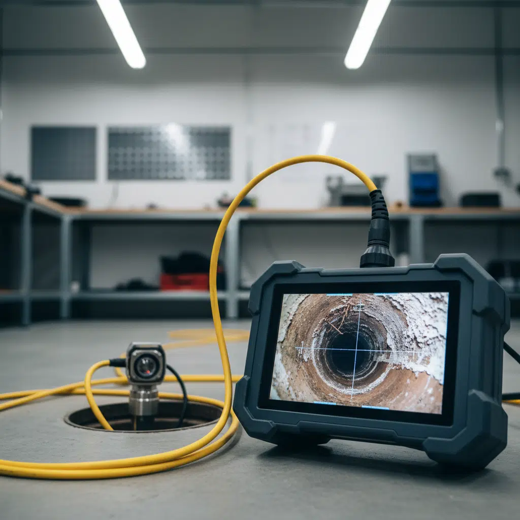 Sewer camera inspection showing pipe condition