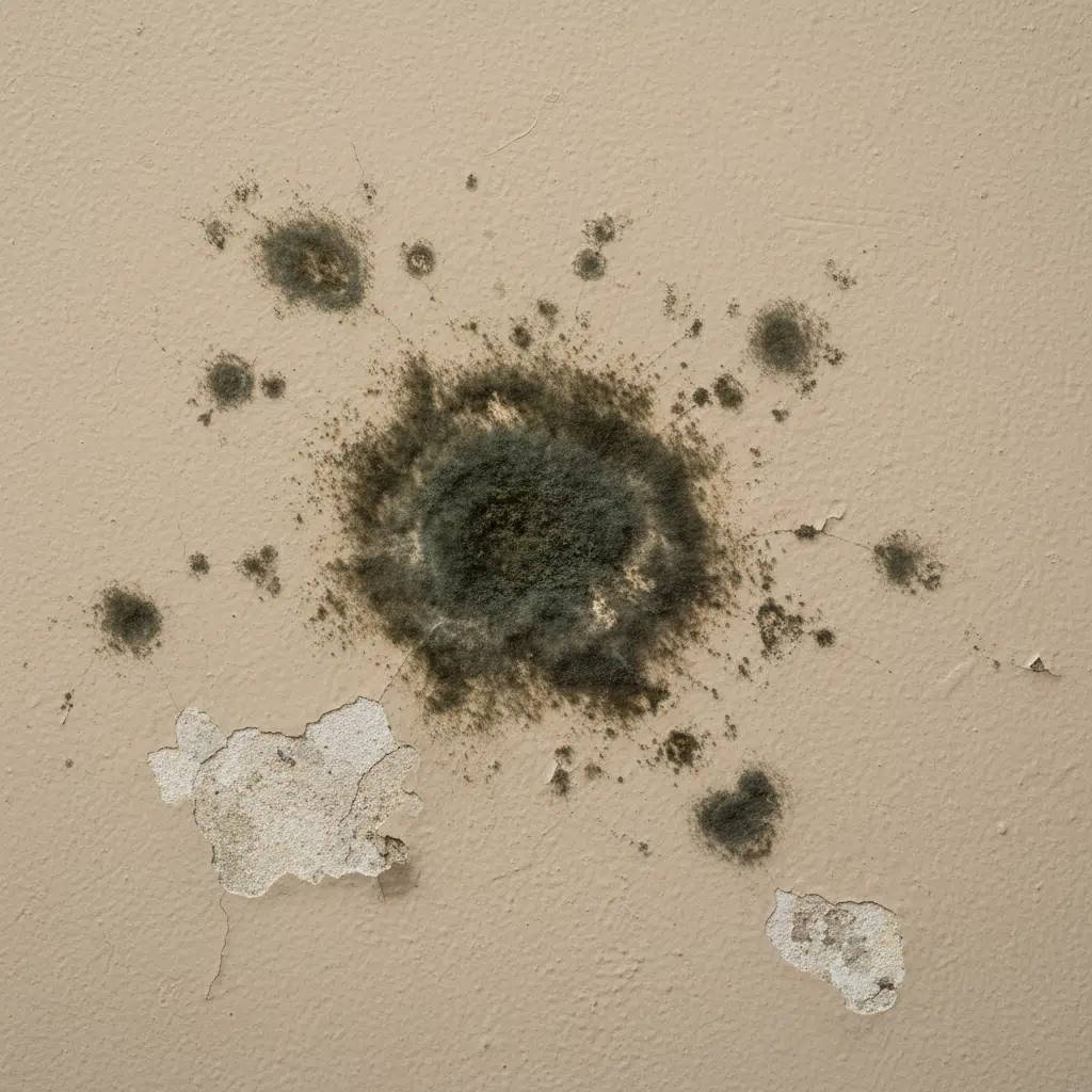 Unexplained mold growth on interior wall from hidden water leak