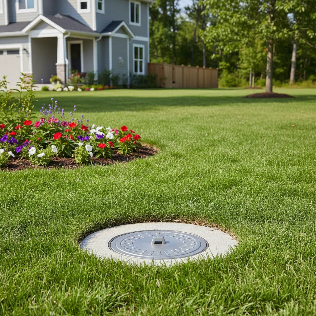 Well-maintained sewer system cleanout access point
