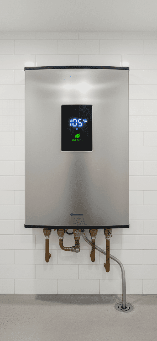 Energy-efficient tankless water heater with digital temperature display