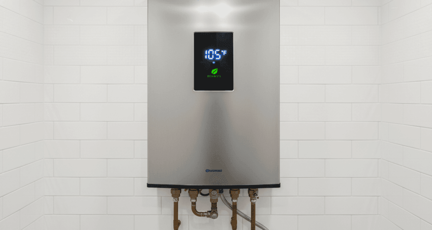 Energy-efficient tankless water heater with digital temperature display