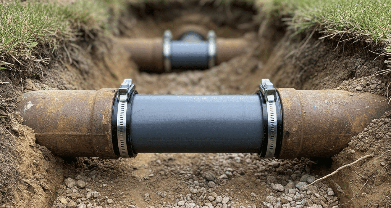 Repaired Sewer Line New Pipe Section Installed in Fort Myers FL