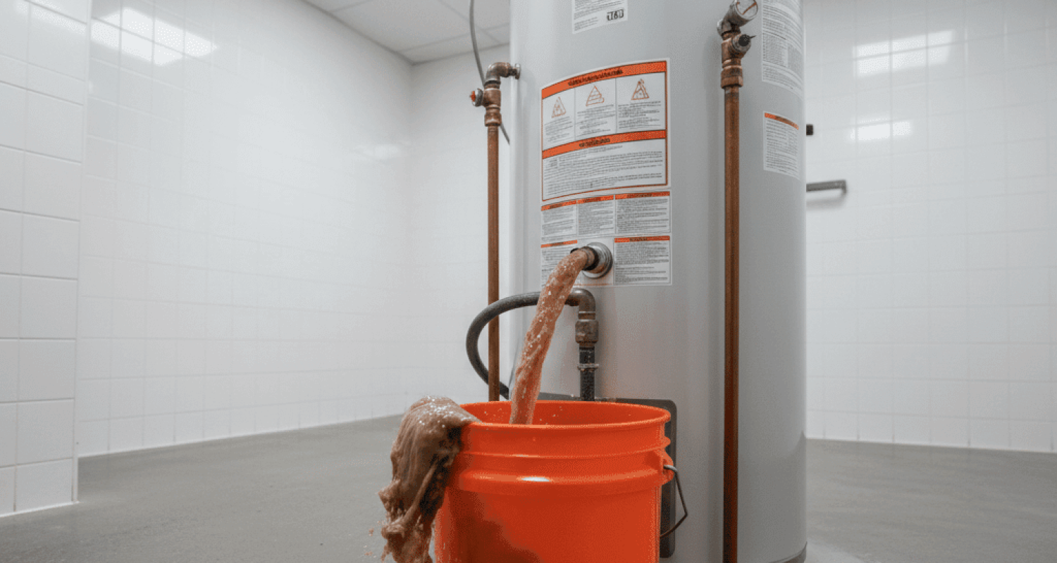 Sediment buildup flushed from water heater tank in Fort Myers home