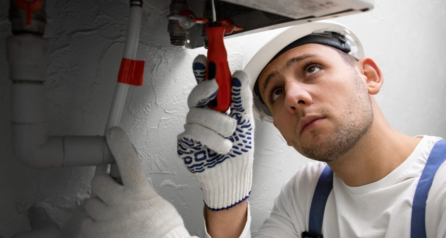plumber repairing a water heater